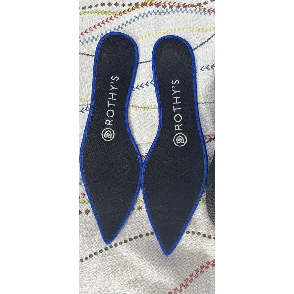 Rothy’s The Point Flats Women 7 Black White Halo Pointed Toe Washable Original